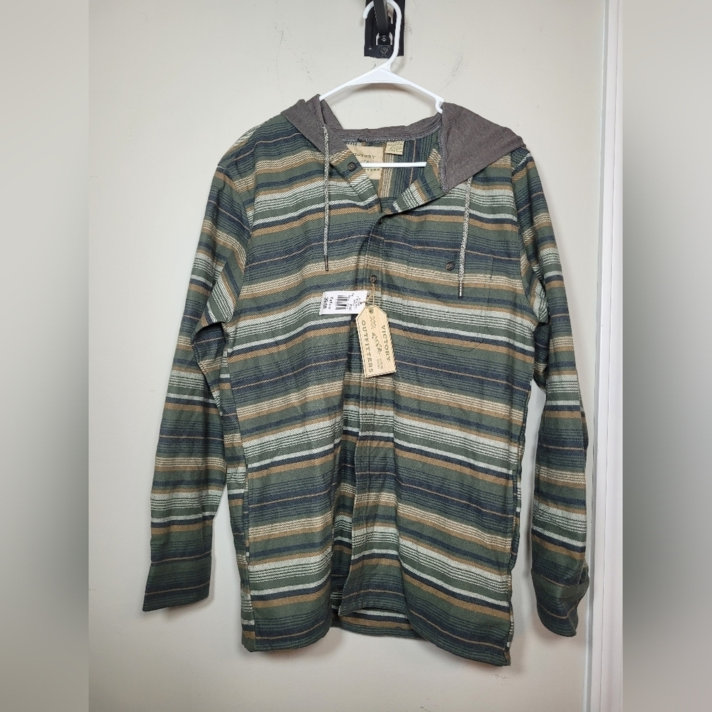 NWT Victory Outfitters Button Front Hooded Jacket sz M